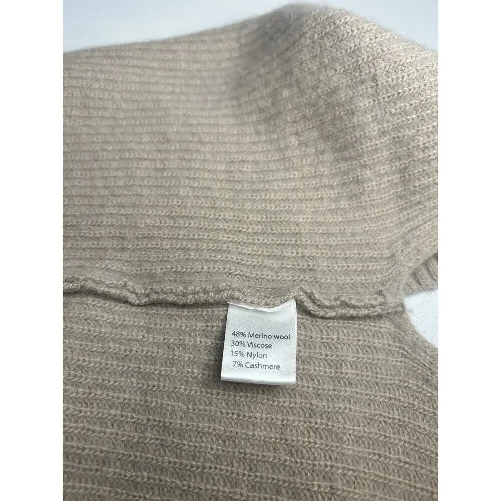 Benedetta B Merino Cashmere Open Front Cardigan Medium Taupe